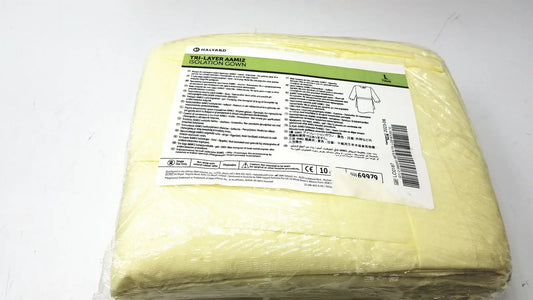100 Count Case Halyard Tri Layer AAMi 2 Isolation Gown Size L - of 6