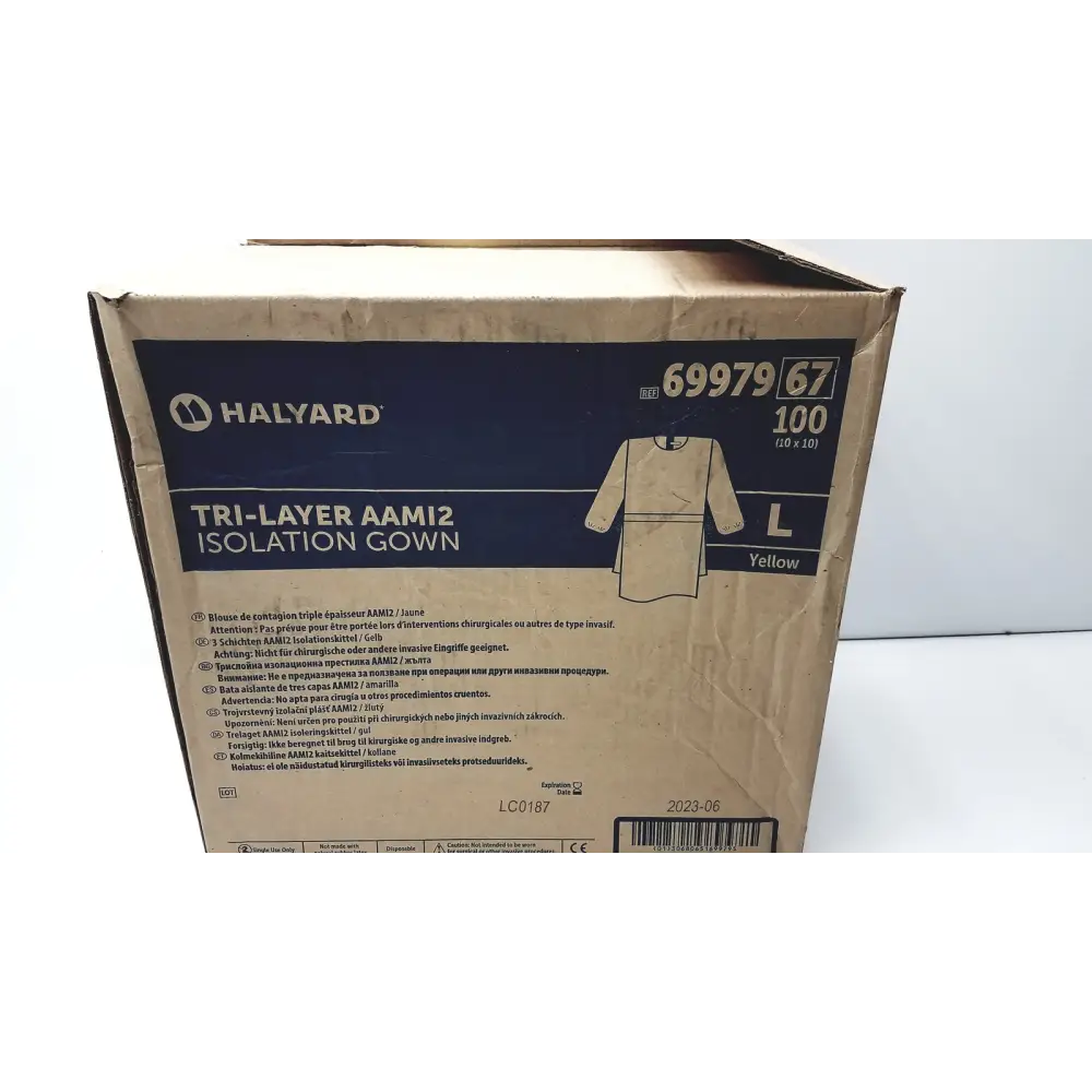 100 Count Case Halyard Tri Layer AAMi 2 Isolation Gown Size L - of 6