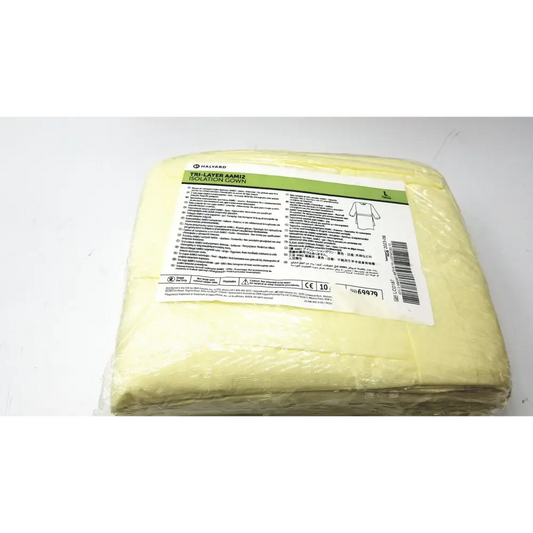 100 Count Case Halyard Tri Layer AAMi 2 Isolation Gown Size L - of 6