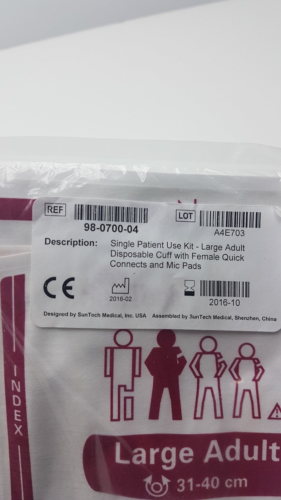 SunTech Medical Single Patient Use Kit Disposable Blood Pressure Cuff 98-0700-04