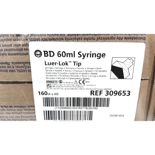 160 Piece (4x40) BD 60ml Syriinge Luer-Lok Tip Ref 309653 - Syringes