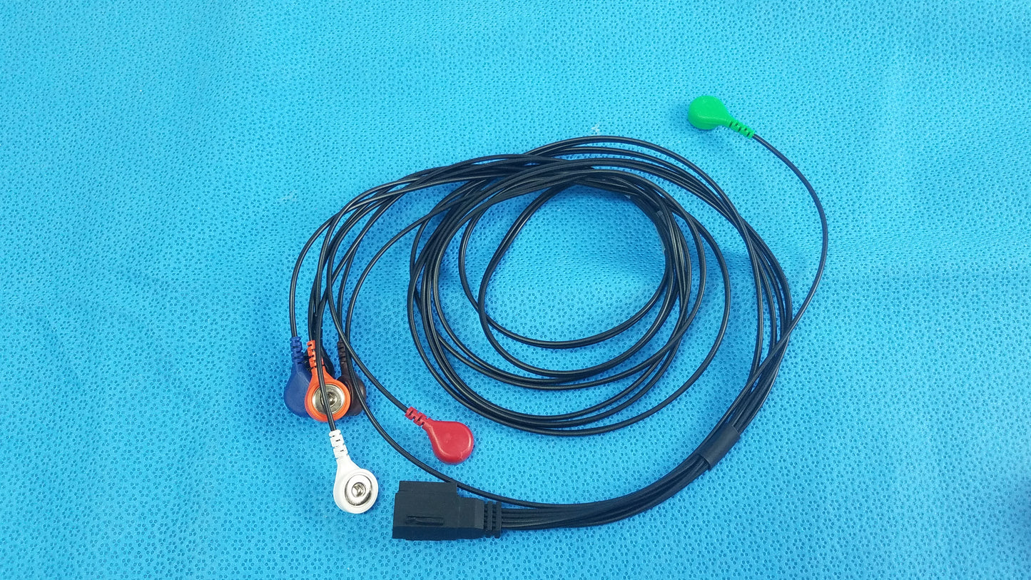 ECG 5-Lead Wire Patient Cable Snap Style Connection Set