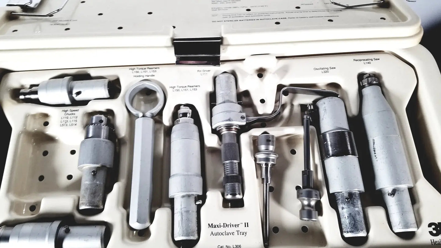 3M Maxi Driver II Autoclave Tray Air Powered Instruments Set With Case