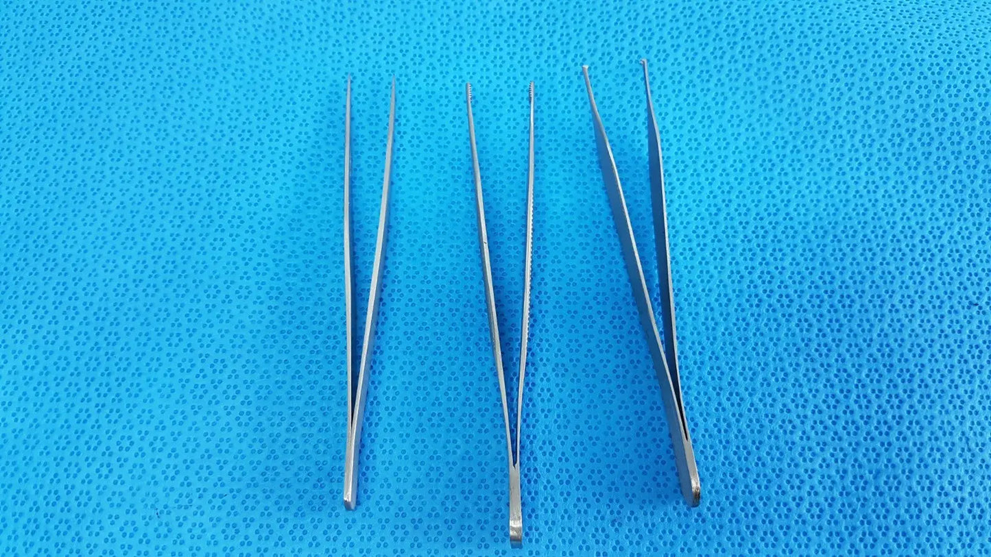 Adson Kocher Rat Tooth & Fine Straight Jeweler Forceps – lot of 3