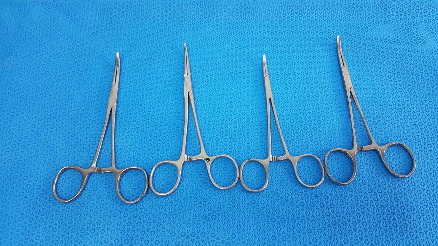 Curved Locking Hemostatic Forceps – Stainless Steel Surgical Tool lot of 4