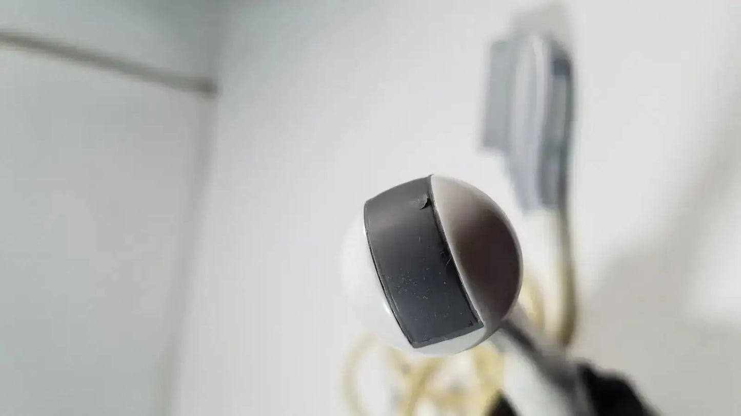 Ge e8c-rs endovaginal ultrasound probe with sleek matte black and silver spherical microphone head and glossy finish