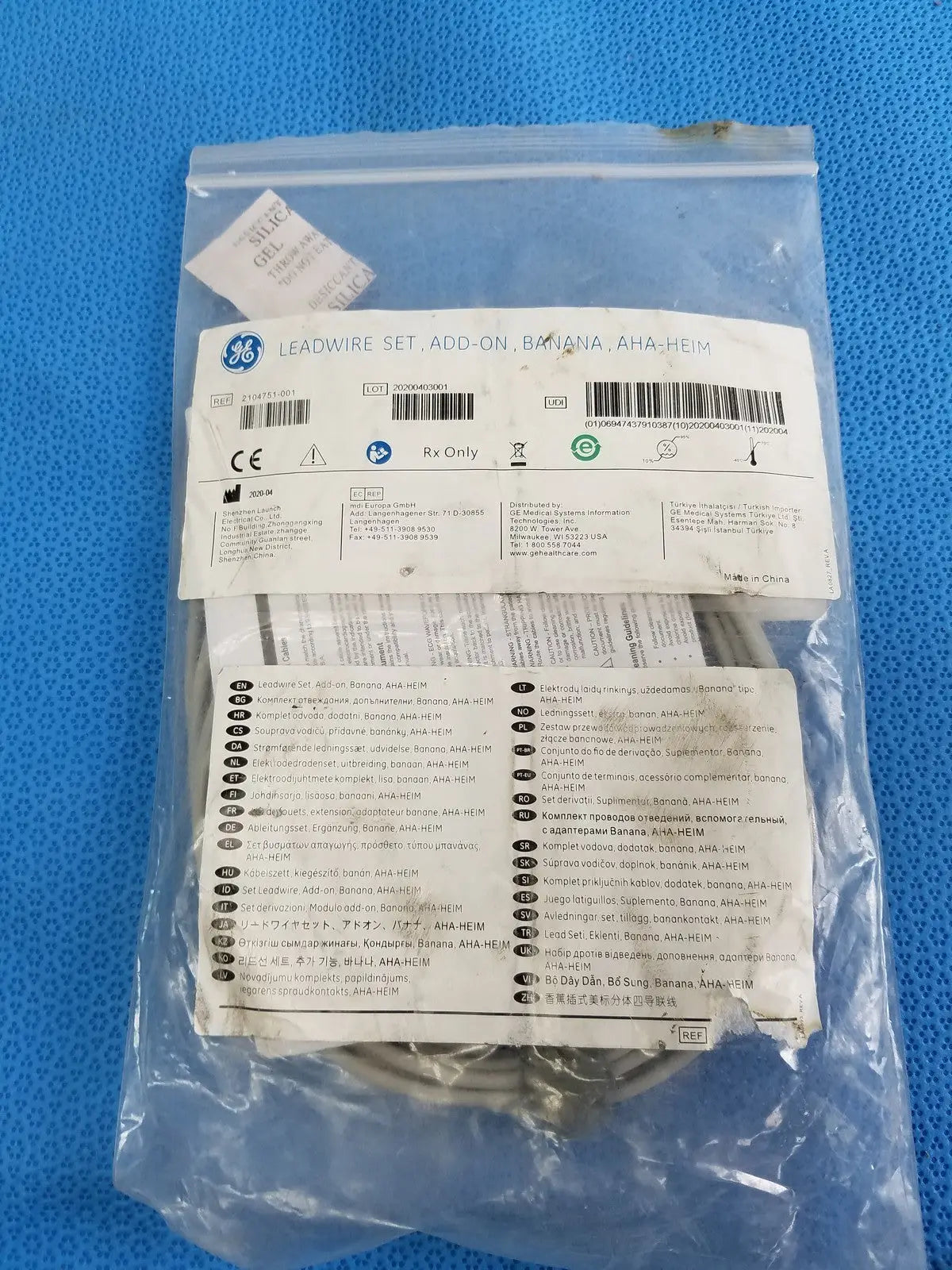 GE Medical 2104751-001 ECG Leadwire Set, Add-on, Banana, AHA-HEIM