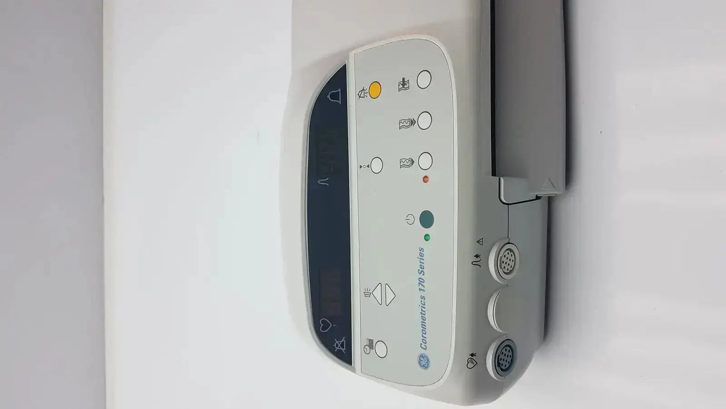 Gray GE carestation 170 series external fetal monitor with digital display and multiple control buttons for fetal monitoring
