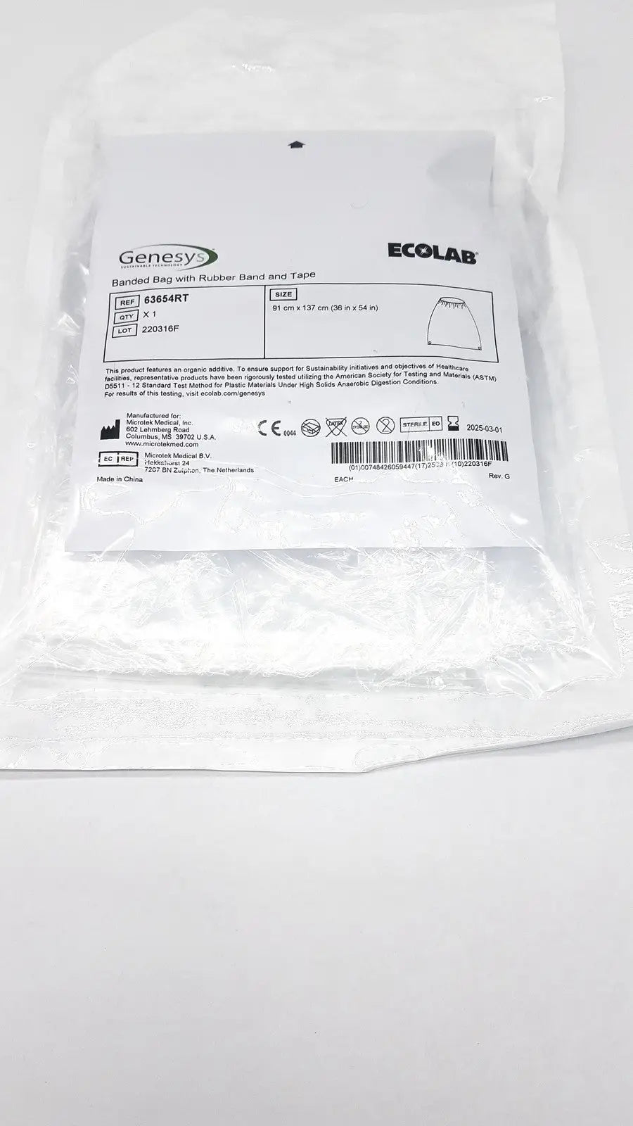 Genesys 63654RT Banded Bag With Rubber Band and Tape