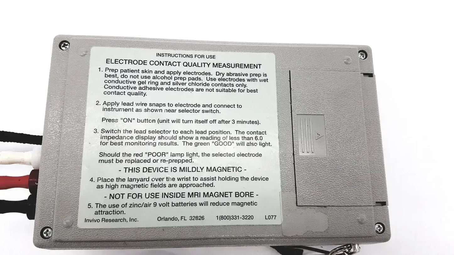 Invivo Research P/N 9392 ECG Electrode Impedance Meter
