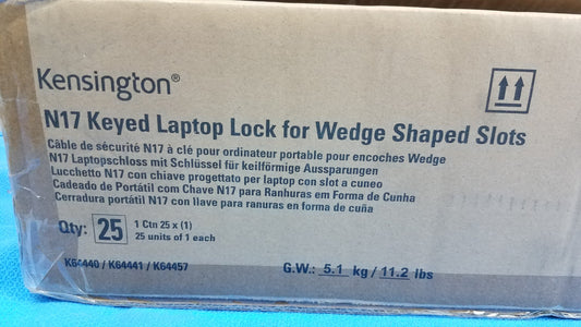Kensington Slim N17 2.0 Keyed Laptop Lock for Wedge-Shaped Security Slot