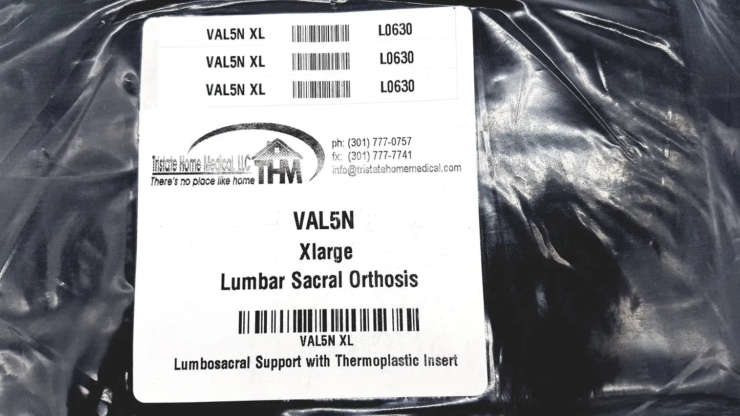 Lumbar Sacral Orthosis VAL5N X-Large Lumbosacral Support W/Thermoplastic Insert