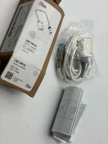 Masimo oem 2281 ln mp10 white coiled intellivue spo2 cable with gray carrying case compatible with philips intellivue spo2
