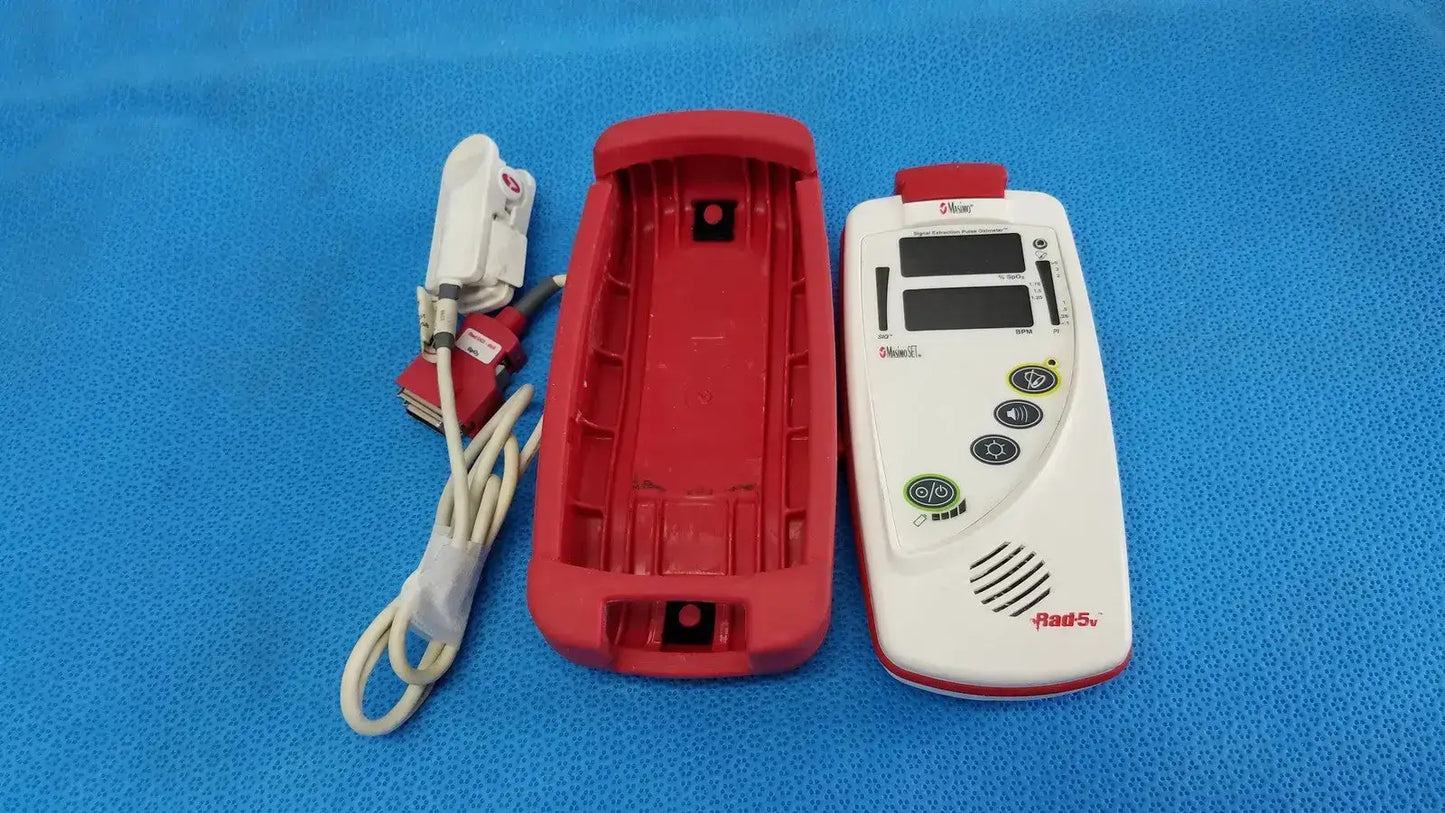 MASIMO Rad-5v Handheld Pulse Oximeter w/ Protective Boot & SpO2 Finger Sensor