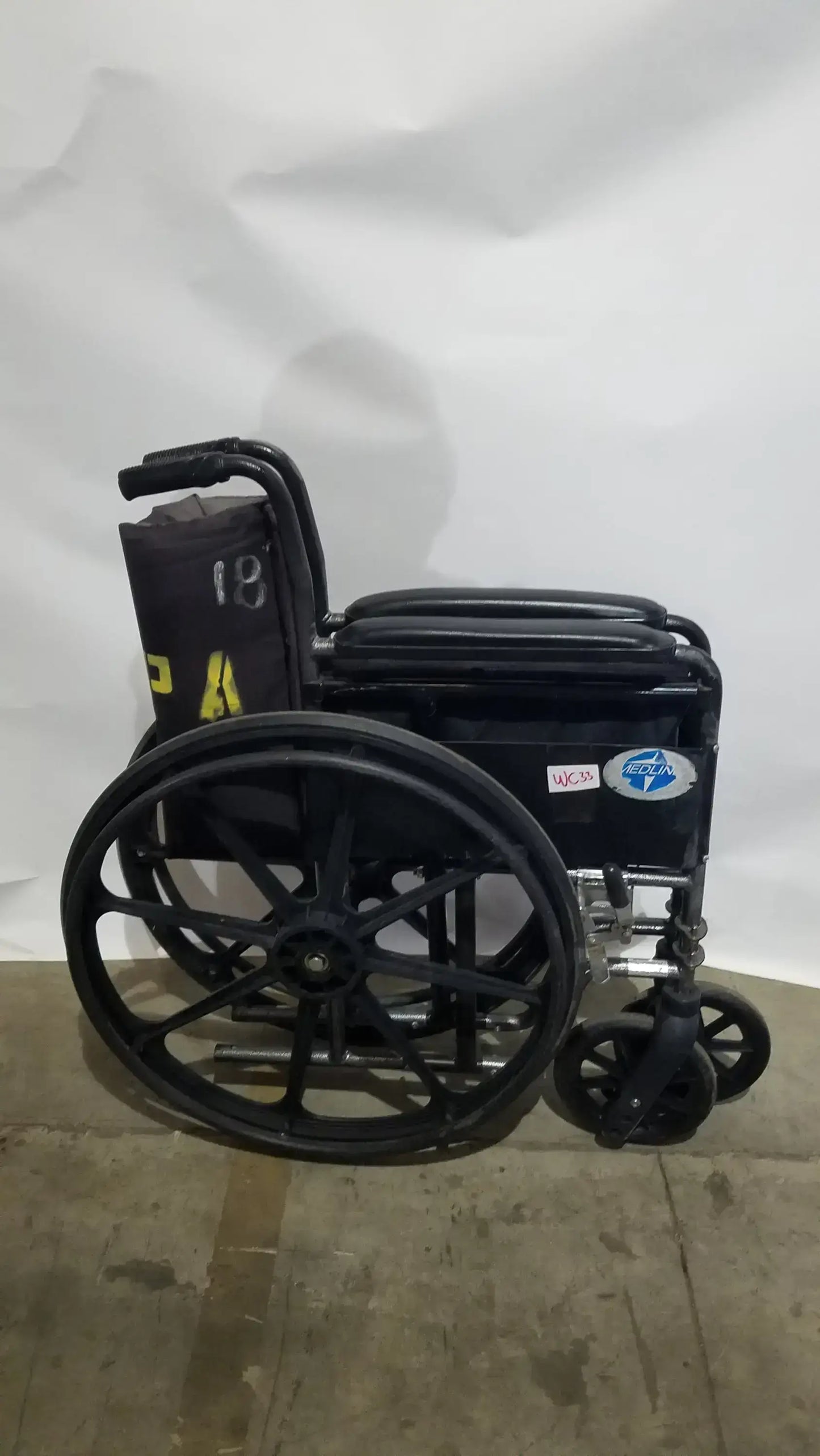 Medline Folding Manual Wheelchair - Lightweight Black Padded Comfort Seat