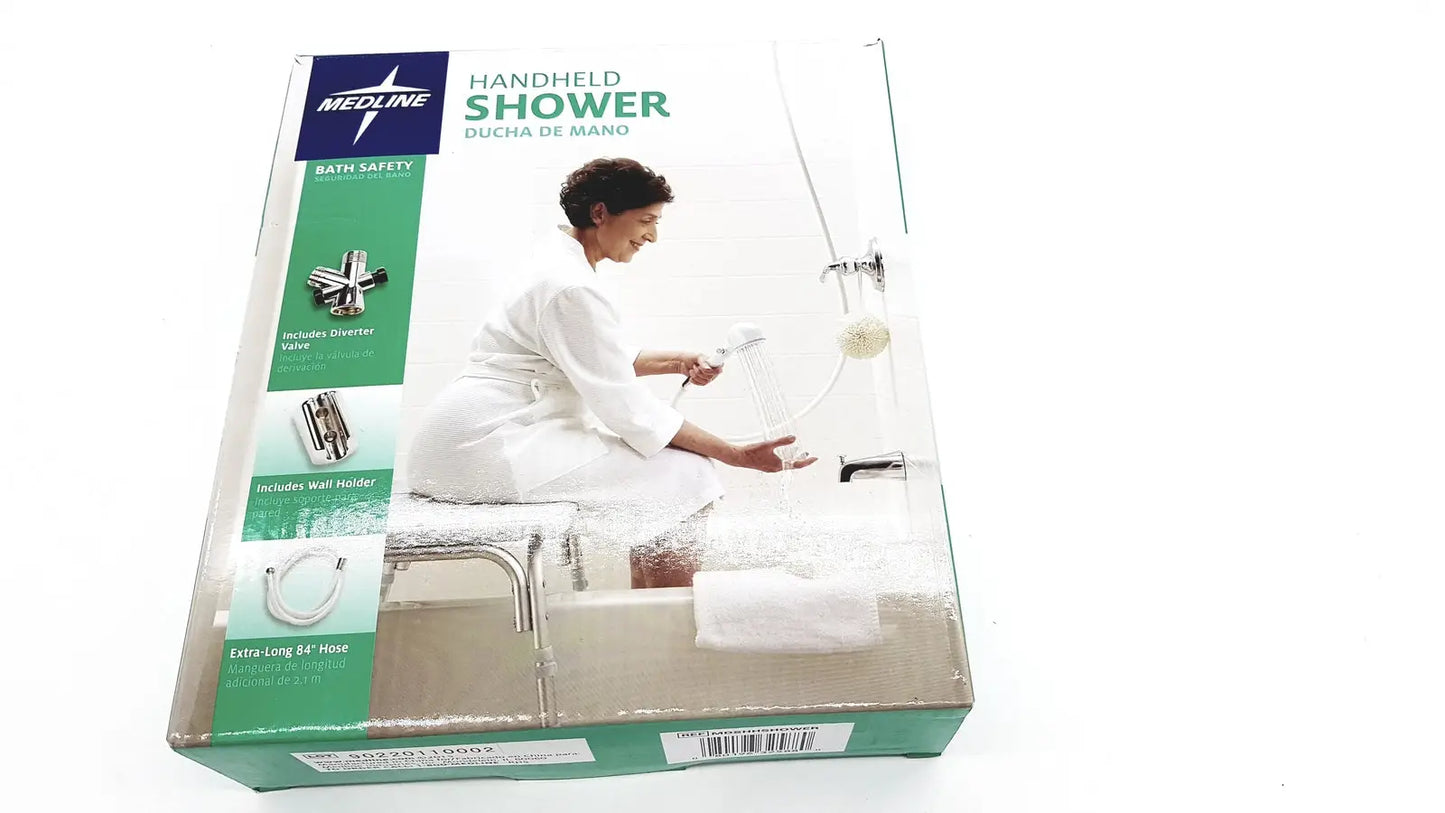 Medline Handheld Shower Head with Extra-Long 84" Hose & Wall Holder NEW