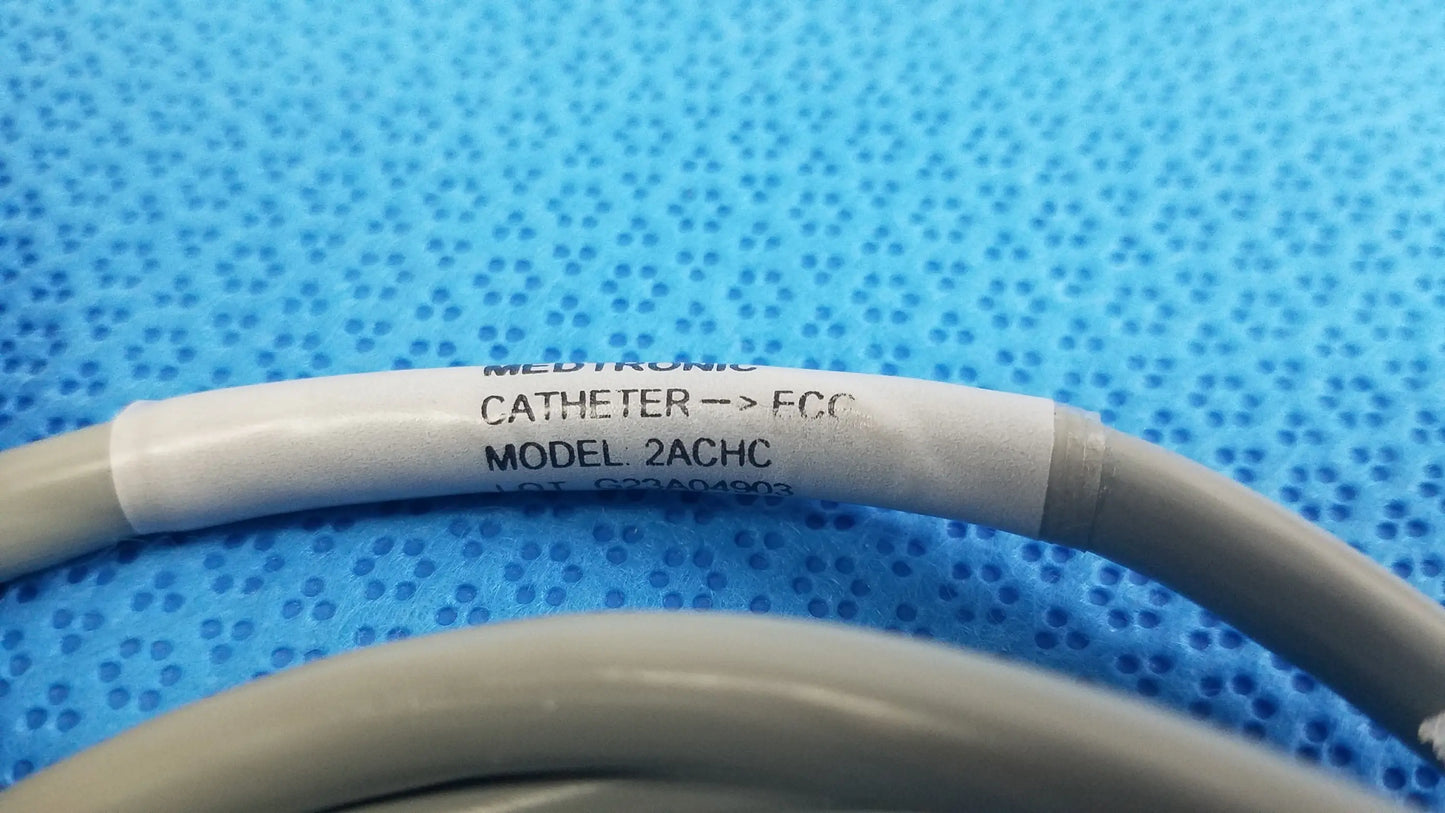 Gray medtronic 2achc catheter ecg cable with white label and black text for medical equipment use