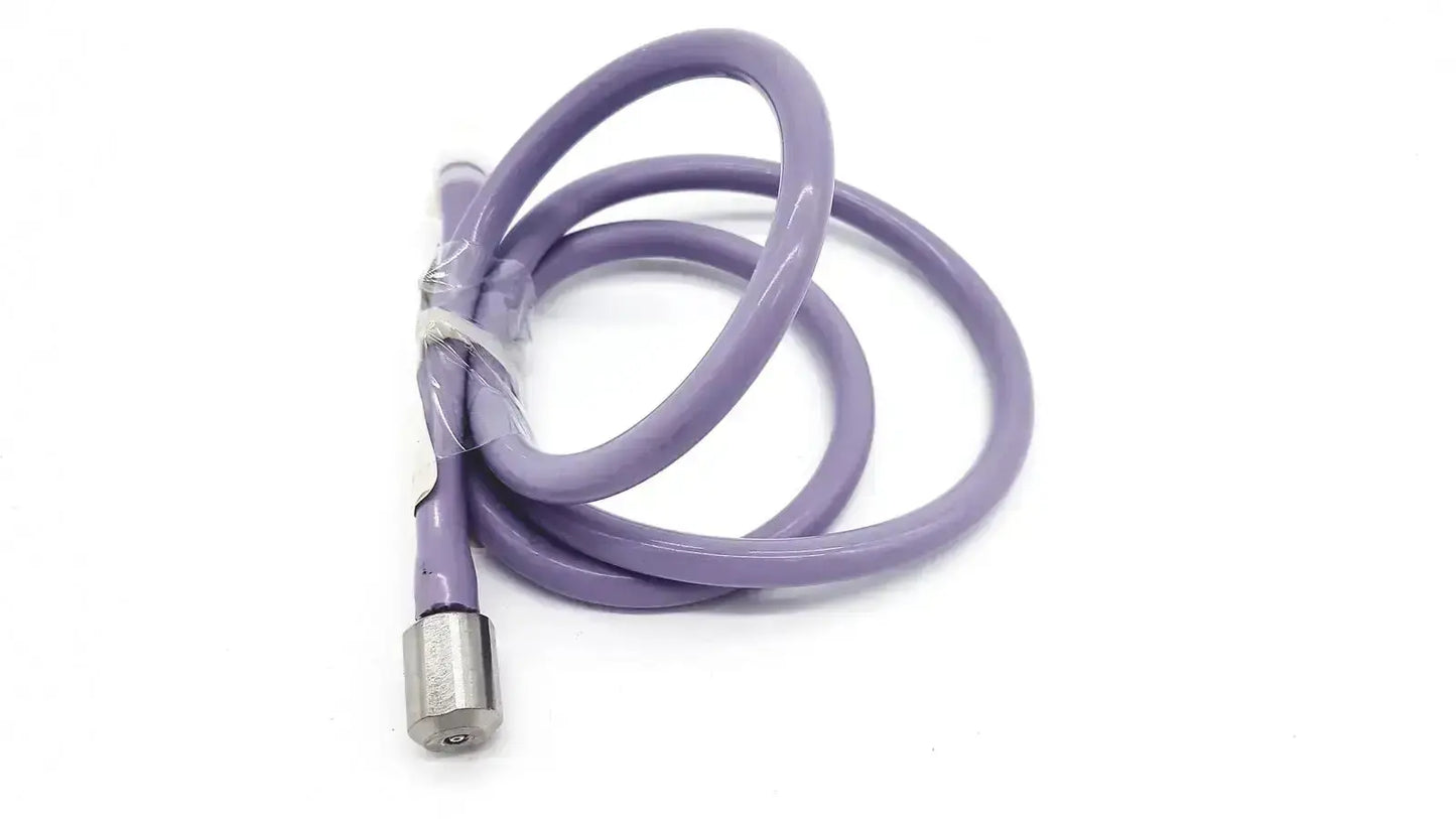 Purple color pressure water mini pipe with one side metal connector and coiled purple plastic tubing