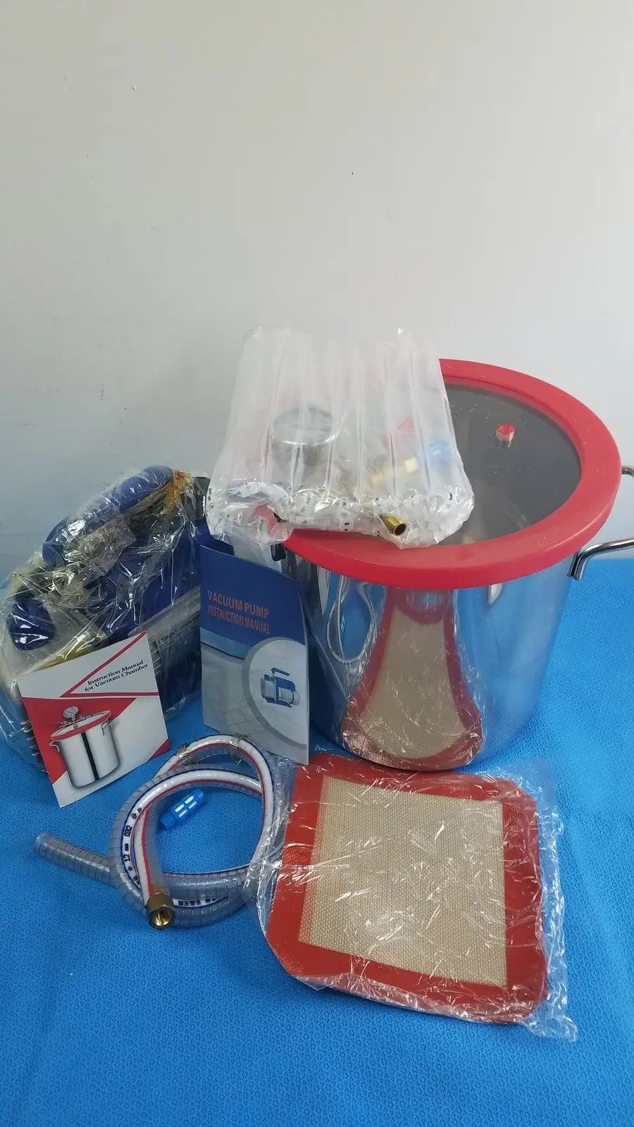 Stainless Steel Vacuum Degassing Chamber Kit with Pump & Gauge
