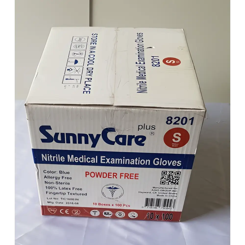 SunnyCare Plus 8201 Nitrile Medical Examination Gloves Power Free Small