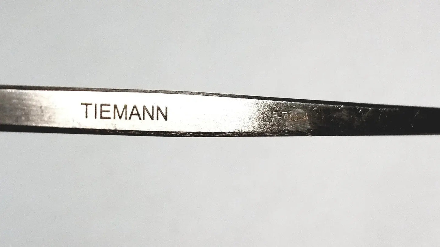 Tiemann surgical dermal curette size 4 medical equipment with polished silver finish and blackened edges stainless steel instrument