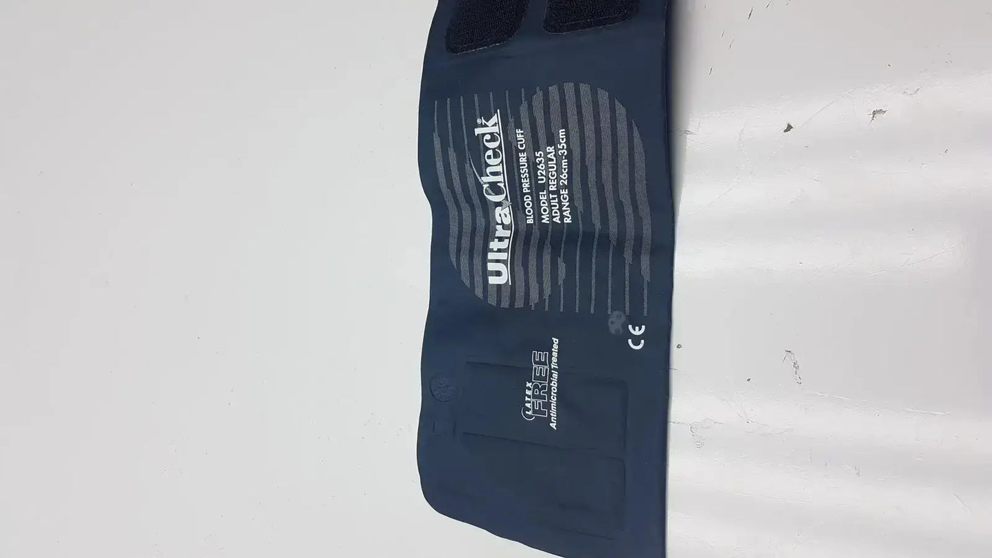 Dark blue ultracheck blood pressure cuff u2635 with gray stripes and white text latex free pressure cuff