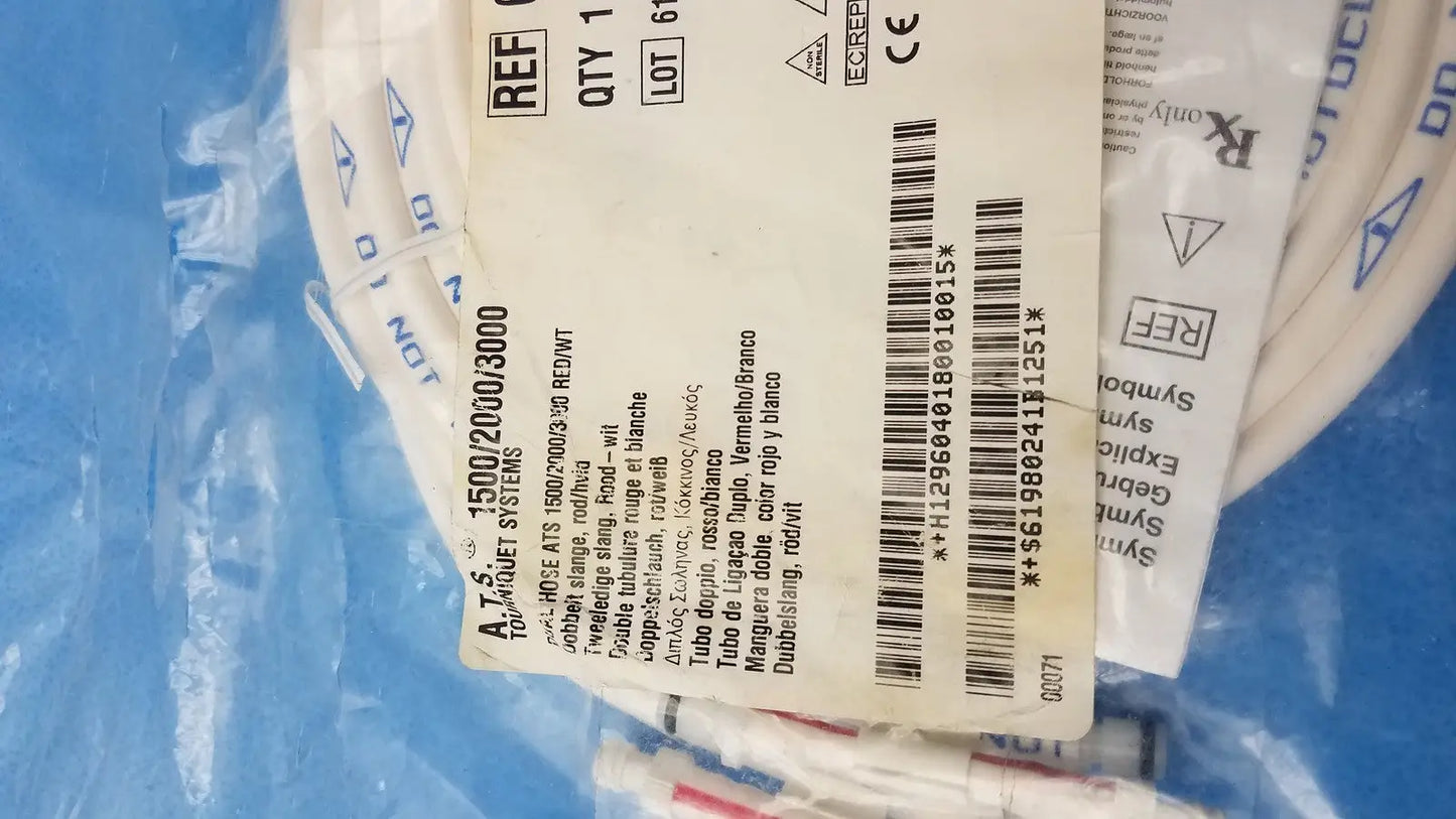 Zimmer ATS 2000 Pneumatic Dual Hose – Red Tourniquet Cuff Connector Used