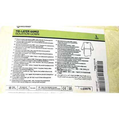 100 Count Case Halyard Tri Layer AAMi 2 Isolation Gown Size L - of 6
