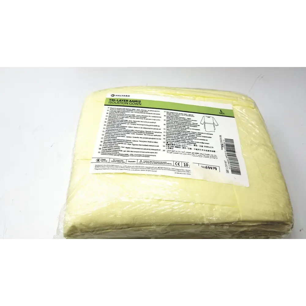 100 Count Case Halyard Tri Layer AAMi 2 Isolation Gown Size L - of 6