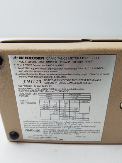BK Precision Autoranging Capacitance Meter 830