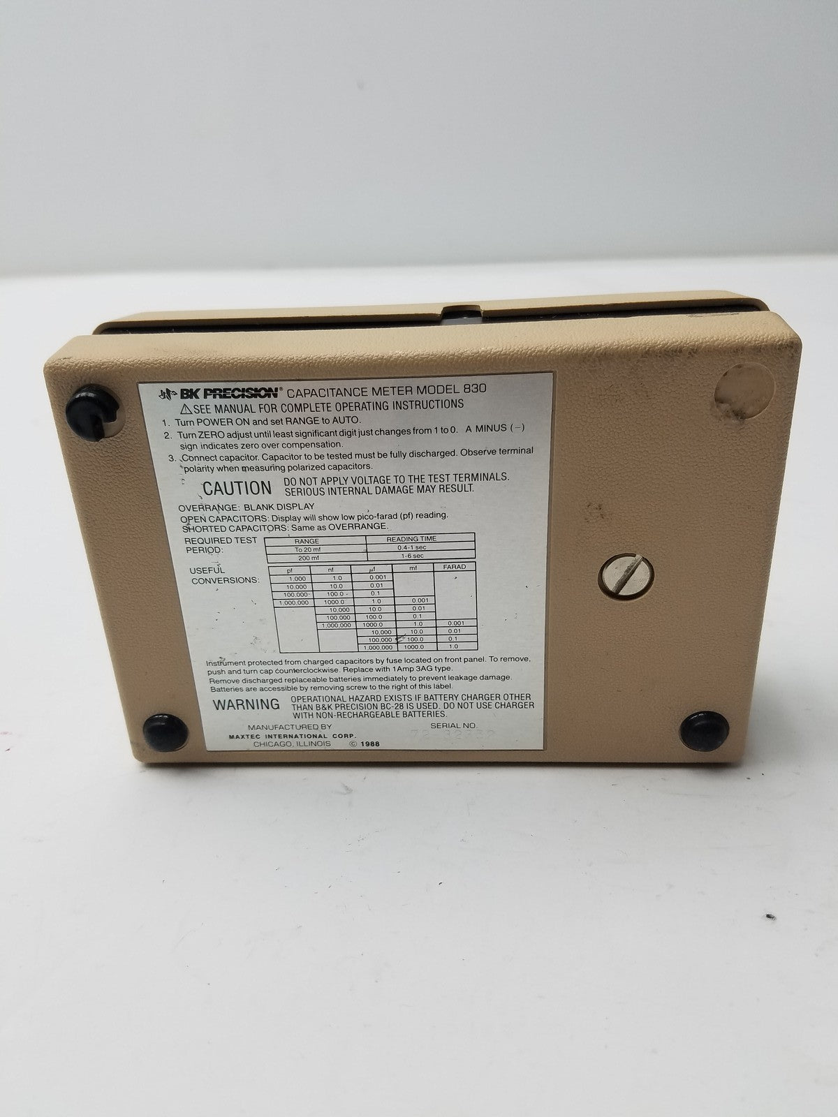 BK Precision Autoranging Capacitance Meter 830