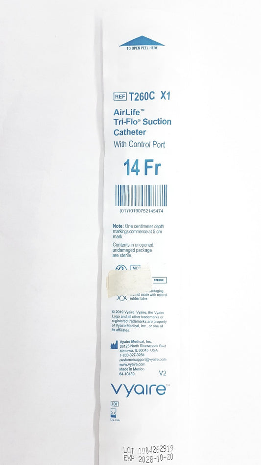 Tri-Flo Suction Catheter With Control Port Ref. T260C X1 - Exp, 2028