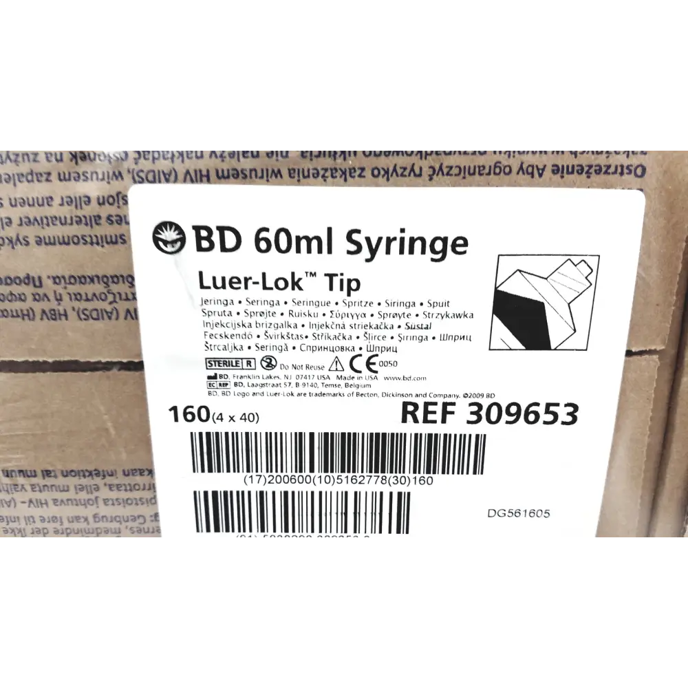160 Piece (4x40) BD 60ml Syriinge Luer-Lok Tip Ref 309653 - Syringes
