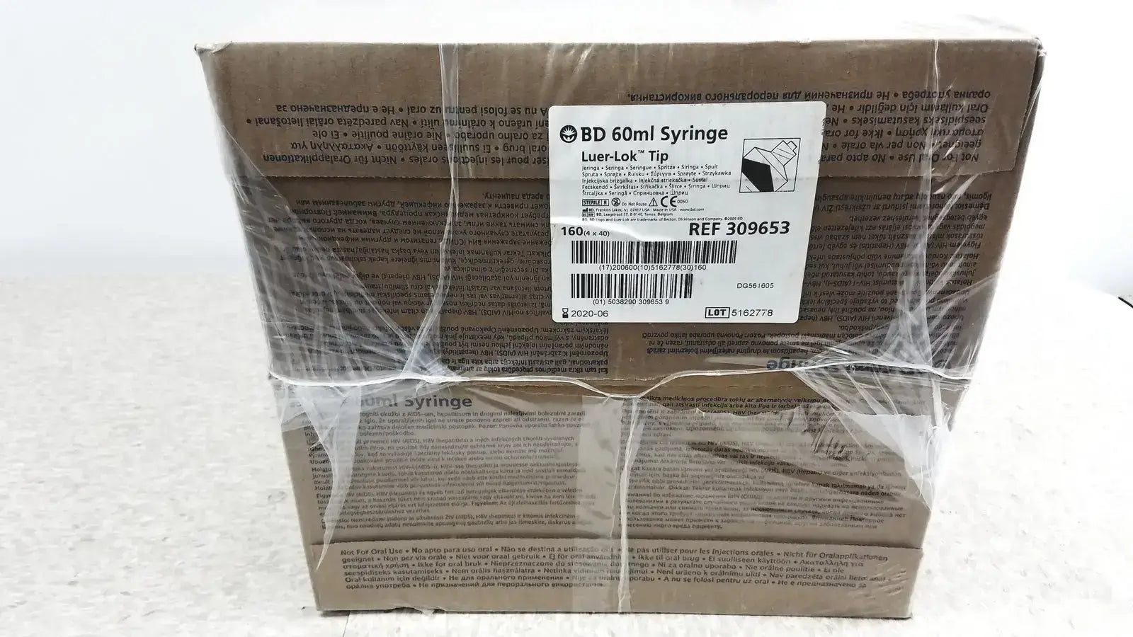160 Piece (4x40) BD 60ml Syriinge Luer-Lok Tip Ref 309653 - Syringes