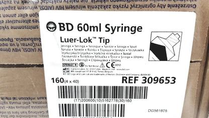 160 Piece (4x40) BD 60ml Syriinge Luer-Lok Tip Ref 309653 - Syringes