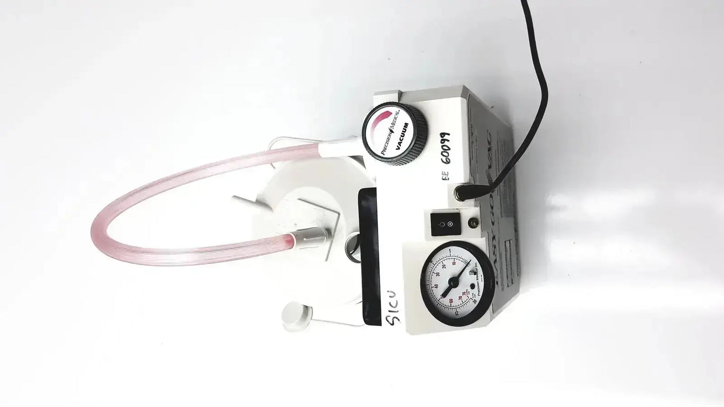 White precision medical easy suction machine with transparent tubing and pressure gauge for medical use