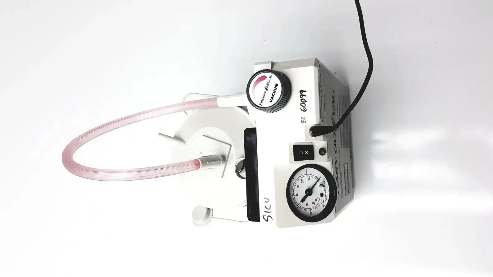 White precision medical easy suction machine with transparent tubing and pressure gauge for medical use