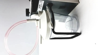 Medical suction device precision medical easy go vac aspirator with clear plastic chamber black frame and pink tubing