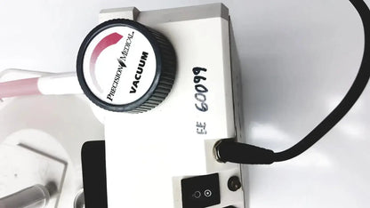 White precision medical easy go vac aspirator vacuum pump with black knob and labeled model number for medical use