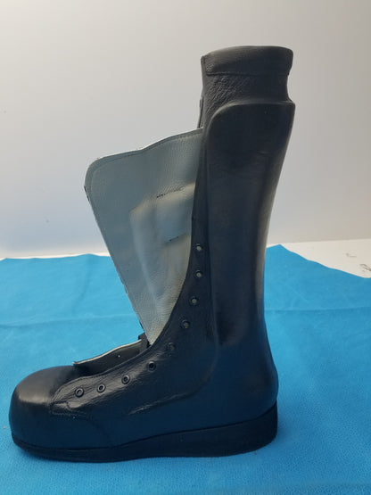 Custom Leather Orthopedic AFO Braced Boot Shell  Right Foot Black