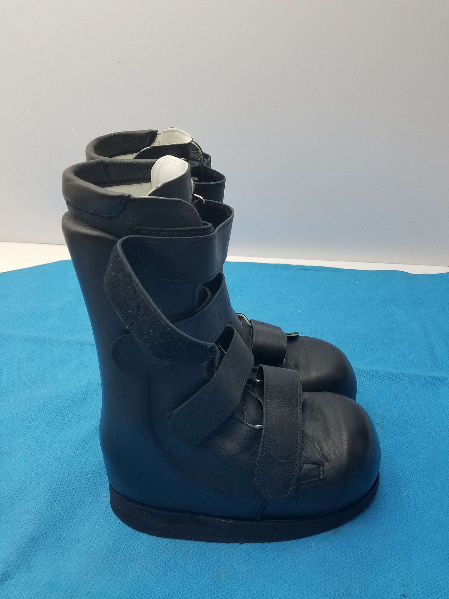 Custom Orthopedic AFO Medical Boots Black Leather Multi Strap Support Shoes Pair