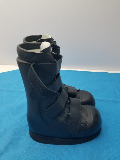 Custom Orthopedic AFO Medical Boots Black Leather Multi Strap Support Shoes Pair