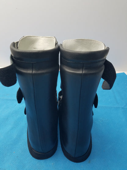 Custom Orthopedic AFO Medical Boots Black Leather Multi Strap Support Shoes Pair