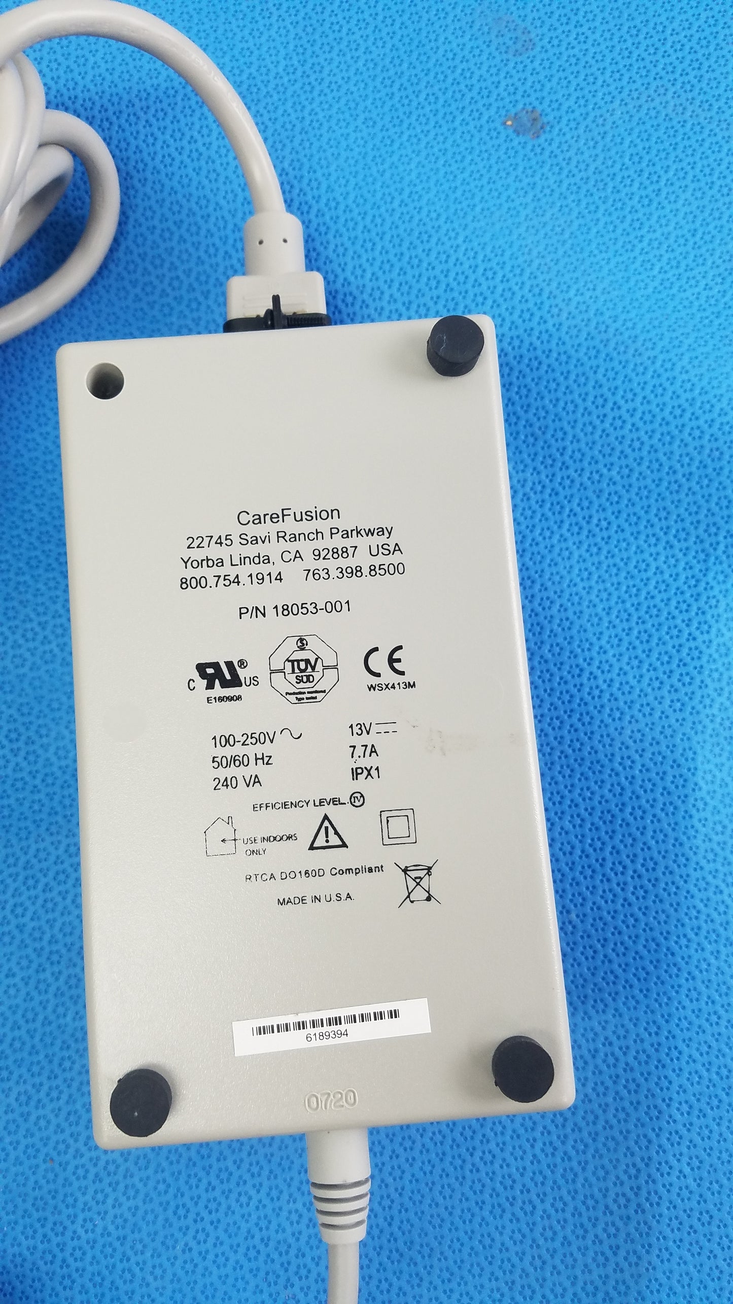 CareFusion AC Power Adapter & Power Cord P/N 18053-001