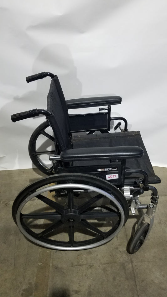 Breezy Folding Manual Wheelchair - Lightweight Black Padded Comfort Seat