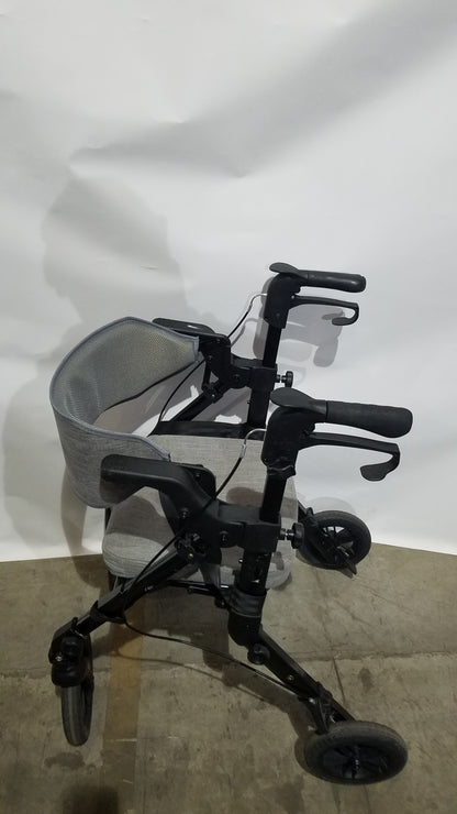 ELENKER 2-in-1 Folding Rollator Walker & Transport Chair - SILVER Mobility Seat