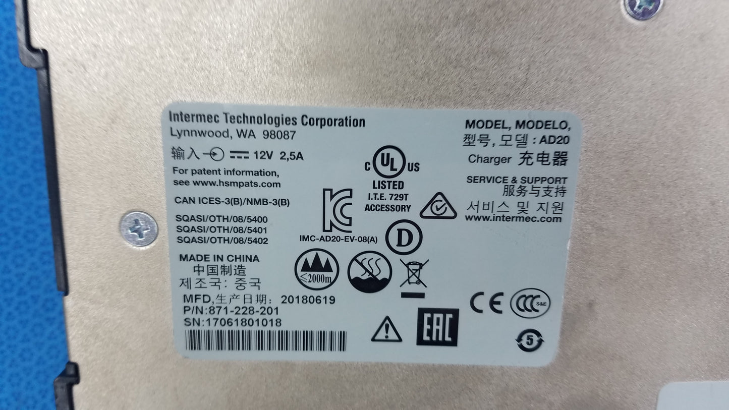 Intermec CK3X Wireless Barcode Scanner With AD20 Charging Base and Omnihil AC/DC Adapter