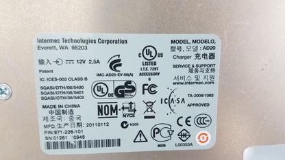Intermec CK3X Wireless Barcode Scanner With AD20 Charging Base