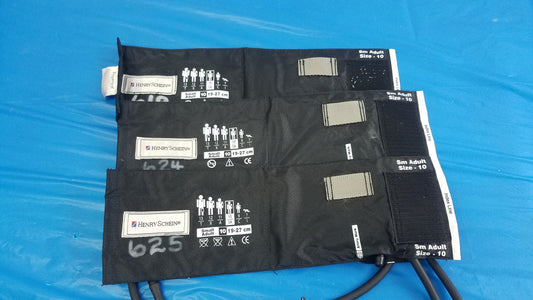 Lot of - 3 Henry Schein Adult Blood Pressure Cuffs Small 10
