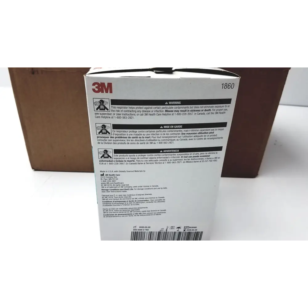 3M 1860 Particulate Respiirator & Surgical Mask 20 Per Box of 12 - Respirator